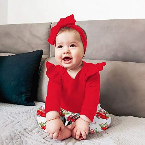 3 ADET Bebek Yürüyor Bebek Kız Giysileri Set Fırfır Romper Bodysuit Çiçek Halen Pantolon Bandı Kıyafetler