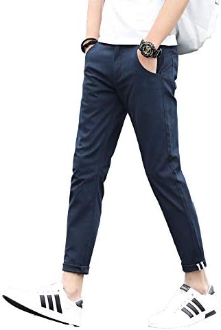 Ekose ve Düz erkek Slim Fit Haki Pantolon Streç Kırpılmış Chino Sıska Pantolon