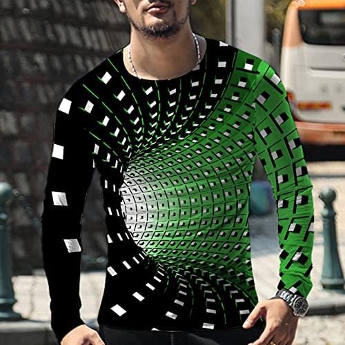 Erkek 3D Baskı T-Shirt Renkli Yenilik Grafik Uzun Kollu Tee Tops Casual Slim Fit T Shirt Sokak Moda Kazak