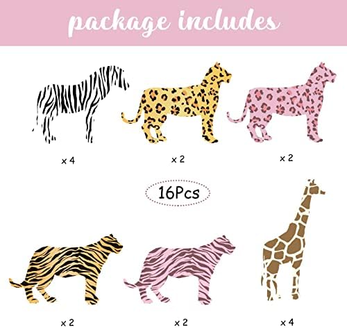 Orman Hayvan Asılı Girdaplar Süslemeleri Kızlar için-16 Set Pembe Safari Çita asılı dekorlar Dahil Kaplan Zürafa Zebra Leopar