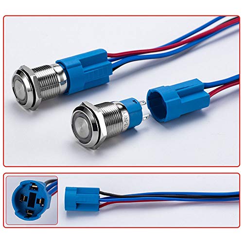 Fnnımc 12mm 1/2 Mandallama Düz Kafa basmalı düğme anahtarı 1NO SPST Metal led ışık Su Geçirmez basmalı düğme anahtarları ile