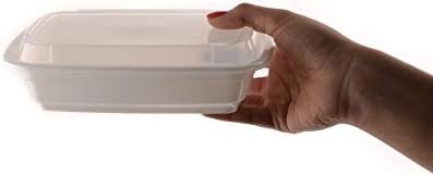 EcoQuality Yemek Hazırlık Konteynerleri [300 Paket] Kapaklı Beyaz Dikdörtgen Konteyner, Gıda Saklama Bento Kutusu, Mikrodalga