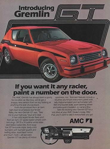 Dergi Baskı Reklamı: Kırmızı 1978 AMC Gremlin GT,Eğer isterseniz, Kapıya Bir Sayı Boyayın