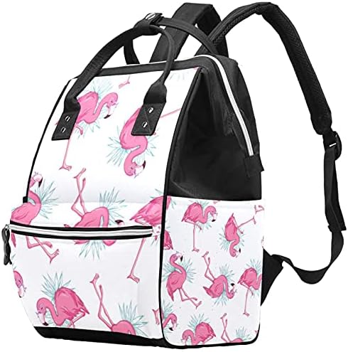 Bebek bezi çantası BackpackLarge Unisex Çanta, Çok Amaçlı Seyahat Geri paketi Anneler Babalar için Pembe Flamingolar