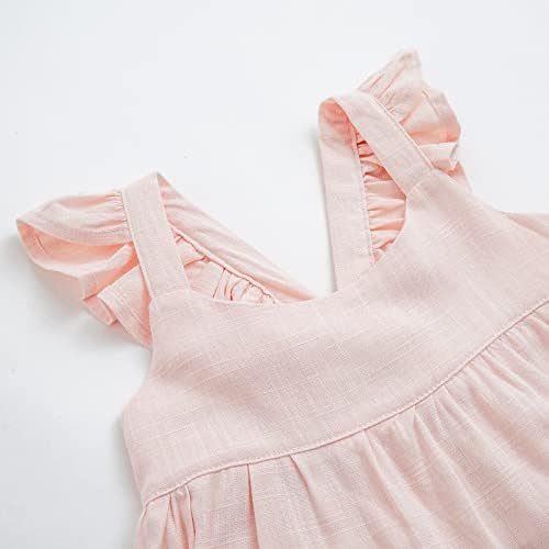 Curipeer Küçük Kız Pamuk Keten Elbise ile Önlük Rahat Elbise Kolsuz için Bahar Yaz 1-8 Yıl