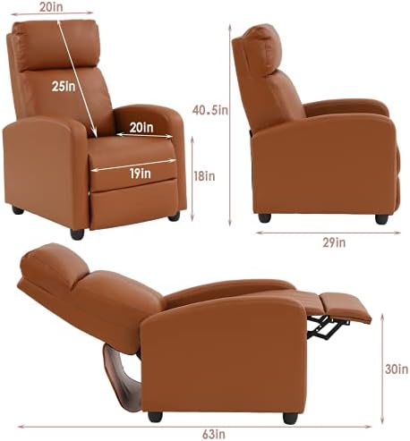 Oturma Odası Sandalye Ev Sineması Deri Oturma Wingback Recliner Sandalye ile PU Yastıklı Yastık Arkalığı, ev Sineması Oturma