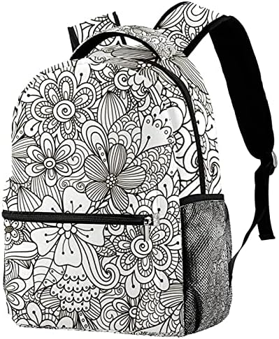 Çiçek Siyah Desen Sırt Çantası Çift Kayış omuzdan askili çanta Hafif omuz çantaları Su Geçirmez Rahat Sırt Çantası Seyahat Çalışması