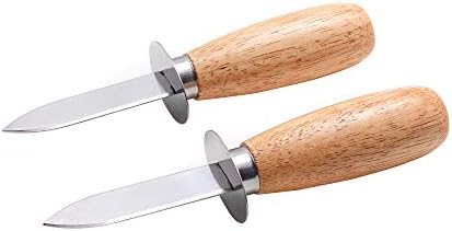 İstiridye Bıçak Shucker Seti, Ahşap Saplı İstiridye Shucking Bıçak ve Kesilmeye dayanıklı Eldivenler, İstiridye Kabuklu Deniz