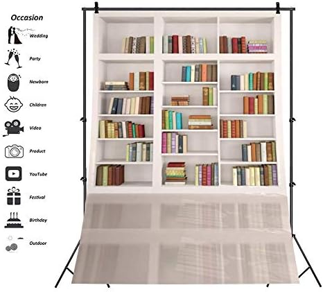 AOFOTO 4x6ft Modern Okul Kitaplık Arka Plan Kütüphane Kitaplar Raflar Çalışma Bookrack Beyaz Kitaplık Zemin ile Zemin Fotoğraf