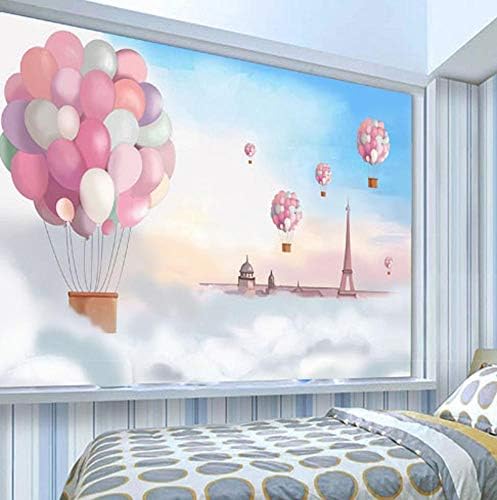 WANGC Pembe Sıcak Balon Duvar Özel 3D Posteri Duvar Kağıdı Karikatür Çocuk Odası Dekor Duvar Kağıdı Kız Yatak Odası 430 cm (W)
