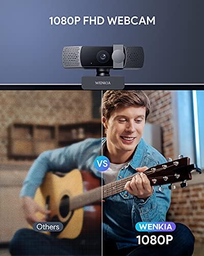 Çift Stereo Mikrofonlu ve Gizlilik Kapaklı WENKİA 1080p Web Kamerası, Video Konferanslar ve Aramalar için Otomatik Işık Düzeltmeli