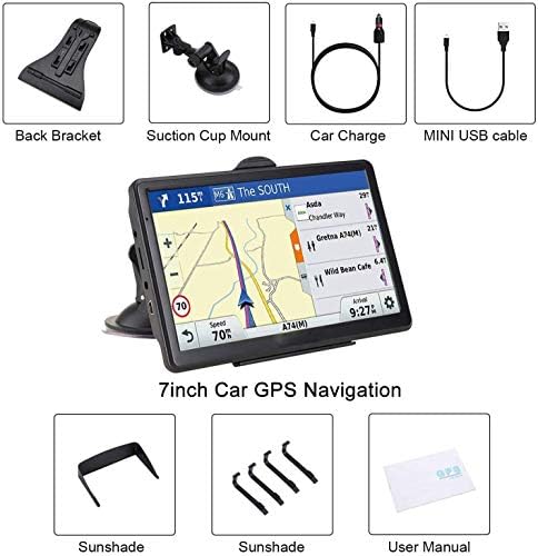 Araba için GPS Navigasyon, Son 2022 Harita 7 inç Dokunmatik Ekran Araba GPS 256-8GB, Sesli Dönüş Yönü Rehberliği, Destek Hızı