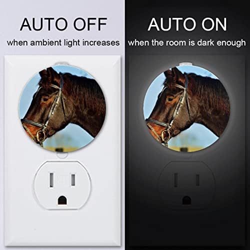 2 Paket Plug-in Gece Lambası LED gece Lambası At Desen ile alacakaranlıktan şafağa Sensörü için Çocuk Odası, kreş, mutfak, Koridor