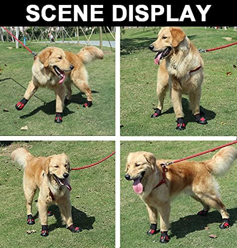 Orta ve Büyük Köpekler için köpek Botları Su Geçirmez Köpek Ayakkabıları, Ayarlanabilir Yansıtıcı Şeritler ile Köpek Pençe Koruyucusu