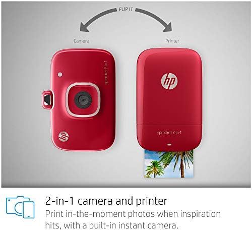 8GB microSD Kart ve Zink Fotoğraf Kağıdı ile HP Sprocket 2'si 1 Arada Taşınabilir Fotoğraf Yazıcısı ve Anında Fotoğraf Makinesi