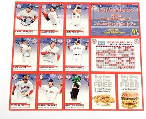 Çok sayıda (25) 2004 McDonald's Boston Red Sox Dünya Şampiyonu 3 Sayfalık Ortiz Beyzbol Kartı Setleri