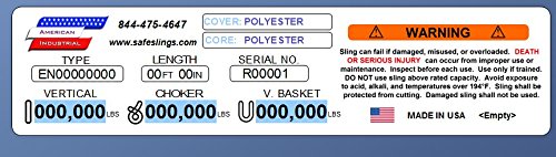 Amerikan Endüstriyel / 1, 1 Katlı Sonsuz Polyester Web Sling/ En1-901Px4 / 4 Ft. Uzun / 3,200 Lbs. Dikey