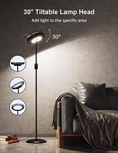 LED Zemin lambası, 2-in-1 Modern Torchiere zemin ışık ile 16 Aydınlatma Ayarları, Döndür Kafa ve Uzatılabilir Yükseklik, enerji