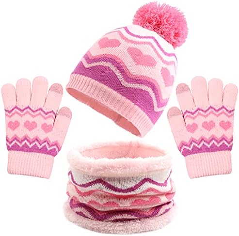 Kış Çocuk Şapka Eşarp eldiven Seti Örgü Polar Astarlı Bere Boyun ısıtıcı Eldivenler Yürümeye Başlayan Erkek Kız 3-8 Yıl