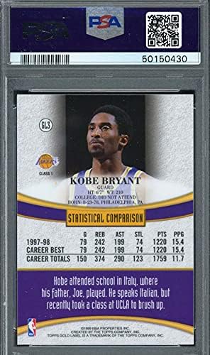 Kobe Bryant 1998 Topps Altın Etiket Basketbol Kartı GL3 Dereceli PSA 9
