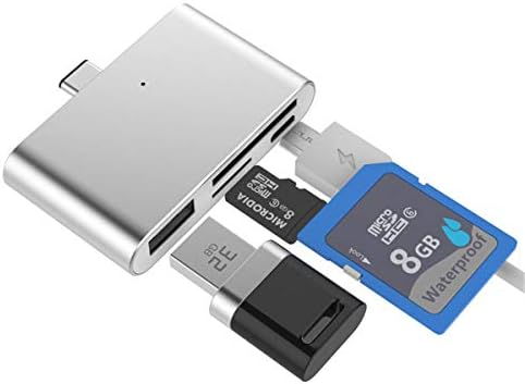 HHF USB Kabloları T800 Çok Fonksiyonlu USB 3.1 OTG, USB 3.1 Tip-C Harici TF SD Kart Okuyucu LG Not 7 Max 2 (Renk: Gümüş)
