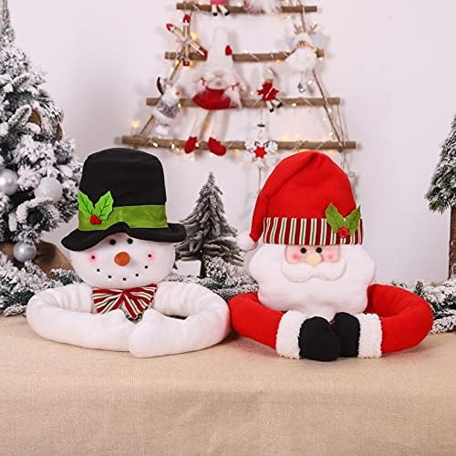 Siyah Daire Yeni Yıl Noel Baba Kardan Adam Noel Ağacı Topper Merry Christmas Süslemeleri Ev İçin Noel Süsler Natal Navidad QIA-17791