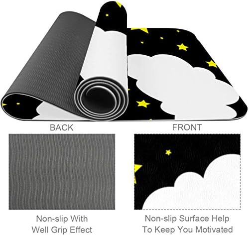 Siyah Gece Gökyüzü Yoga Mat 6mm Kalın Kaymaz Çevre Dostu Toksik Olmayan Yırtılma Direnci 72 inç Ekstra Uzun