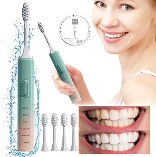 Dallinaop Elektrikli Diş Fırçası Ağız Bakımı İçme Anti-Kayıp Şarj Tel ile 5 Fırça Kafaları Temizleme 5 Modları, Derin Temiz,