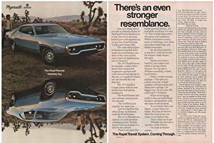 Dergi Basım İlanı: 1972 Plymouth Road Runner ve Satellite,Daha Da Güçlü Bir Benzerlik Var. Hızlı Geçiş Sistemi. 2 sayfa geliyor