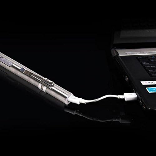 USB Şarj Edilebilir Penlight, 4 Adet Paslanmaz Çelik Yüksek Lümen Mini LED Taktik Penlight El Feneri Pil ve Kablo ile