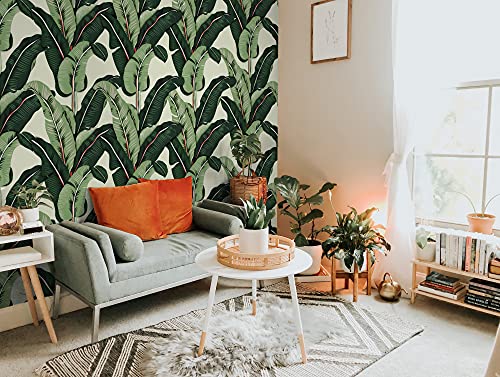 Murwall Muz Yaprağı Duvar Kağıdı Vintage Yaprak duvar resmi Tropikal Yapraklar Duvar Kağıtları Oturma Odası Yatak Odası