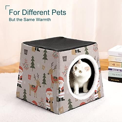 Pet Kapsül Waterloo Baskılı Kedi Evi Yatak Kanepe Kapalı Kediler Küp Küçük Köpekler ıçin Kitty Noel Noel Baba Geyik