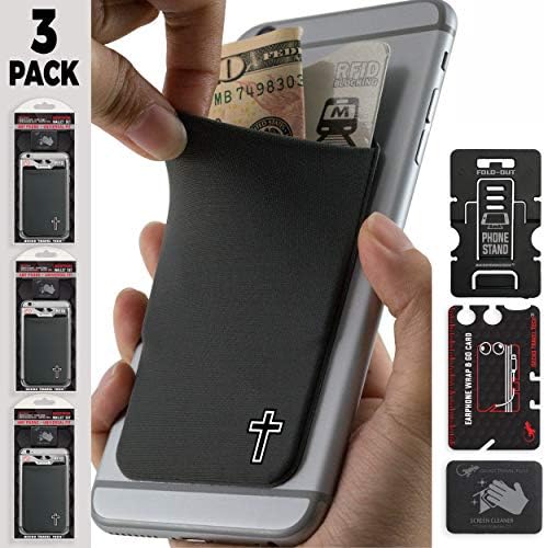 Çapraz Tasarımda 3 Paket Telefon Cüzdanı-Katolik Cep Telefonu Kartı Sahibi-Akıllı Telefon için Hıristiyan kart sahibi-Haçlı Kredi