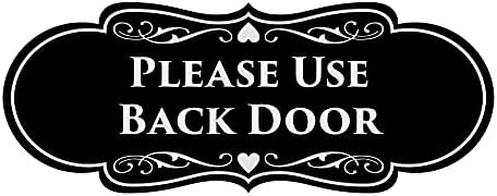 İşaretler ByLİTA Designer Lütfen Arka Kapıyı Kullanın (Siyah/Gümüş) - Orta