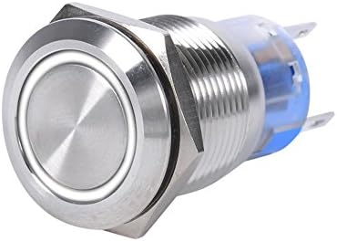 LED Düğme Anahtarı Düğmesi Anahtarı, 19mm 12 V LED Su Geçirmez Paslanmaz Kendinden kilitleme Mandallama Push Button Anahtarı(Beyaz