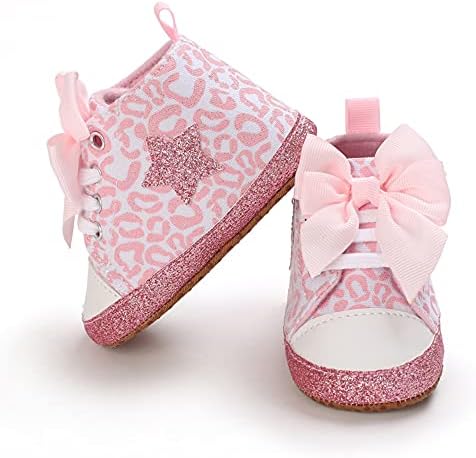 AMSDAMA Kız Bebek Ayakkabıları Bebek Yumuşak ve Hafif Pamuk Taban Pamuk Ilmek Beşik Ayakkabı Daireler Yürümeye Başlayan