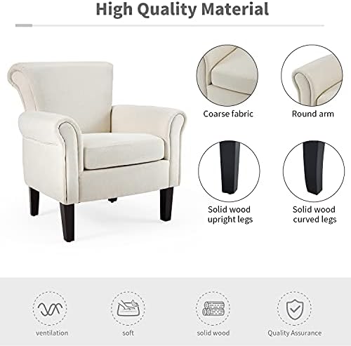 EROMMY Mid Century Modern Accent Sandalye, Masif Ahşap Ayaklı Döşemeli Koltuk Sandalyeleri, Oturma Odası, Okuma Odası, Yatak