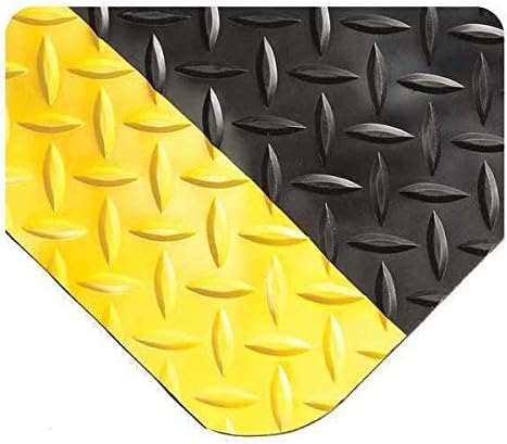 Wearwell Inc Siyah / Sarı Elmas Plakalı Spongecote Mat 6 ft. G x 73 ft. L, 9/16