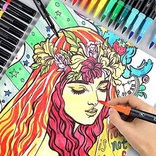 Çift Fırça Kalemler Sanat İşaretleyiciler 24 Renk Suluboya boya kalemleri Ince Nokta Çizim Boyama Fırça işaretleme kalemleri