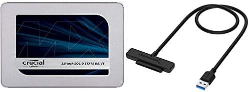 Crucial MX500 1 TB 3D NAND SATA 2.5 İnç Dahili SSD-CT1000MX500SSD1, Sabrent USB 3.0 ile Mavi/Gri Paket SSD / 2.5 İnç SATA I /