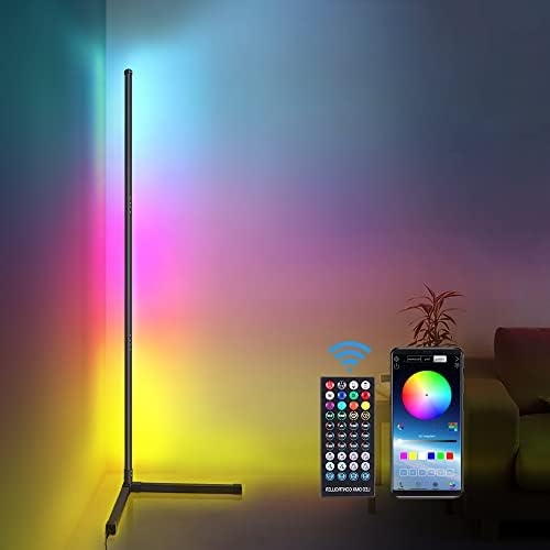 Zemin lambası köşe ışık LED RGB uzaktan kumanda üç tarafı tasarım Değişen ruh aydınlatma, dim için oturma odası, oyun odası,