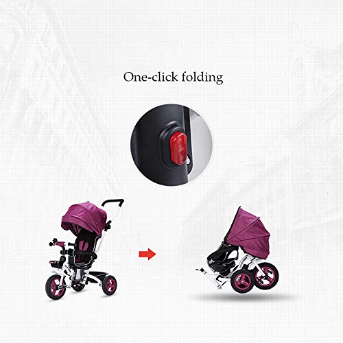 Nationwel Bebek Arabası-Çocuk Üç Tekerlekli Bisiklet, 1-5 Yaş Arası Çocuklar için Güneşlikli Emniyetli Fren Sistemi ve Saklama
