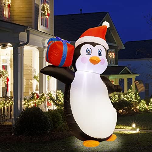 Prsildan 4 FT Noel şişme Penguen, yap-LED ışıkları havaya uçurmak Penguen hediye kutusu ve Noel şapka ile, noel Yard süslemeleri