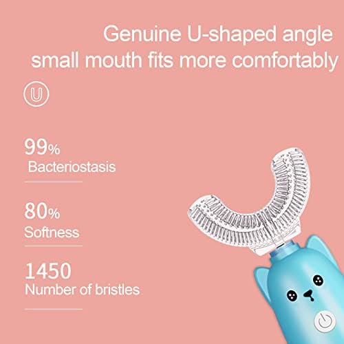 Elektrikli Çocuk Diş Fırçası, U Şekilli Otomatik Diş Fırçaları 360° Kapsamlı Temizlik, Beyazlatma ve Masaj Diş Fırçası U-Şekilli