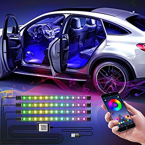 İRADELİ İç araba ışıkları, Bluetooth App Kontrollü Çok DIY Renkli LED şerit ışık Kitleri, 5V USB Bağlantı Noktası ve Müzik Senkronizasyonu,