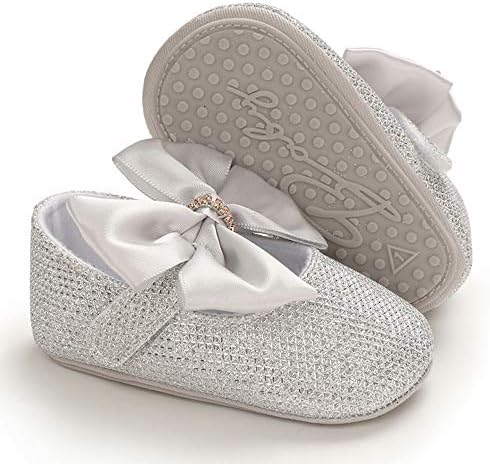 WİLLFUN Bebek Kız Mary Jane Daireler Ilmek Prenses Parti Elbise Beşik Ayakkabı Kaymaz Yumuşak Kauçuk Taban Yürümeye Başlayan