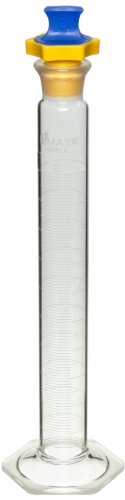 Kimax 20039P-1000 Cam 1L, + / - 5.0 mL Toleranslı, B Sınıfı Tek Ölçekli Karıştırma Silindiri, Polietilen Tıpa ile (4'lü Kasa)