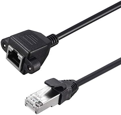 HSKJ 30 cm/1 M RJ45 Kablo Erkek Kadın Vida Paneli Dağı Ethernet LAN Ağ Uzatma Kablosu (Renk: 1 M)
