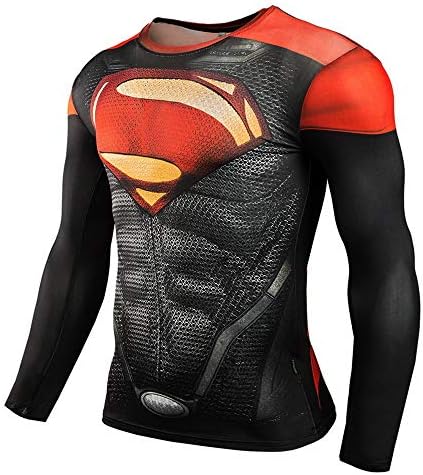 HOOLAZA Justice League Erkekler Sıkıştırma T-Shirt Superman Tops Spor