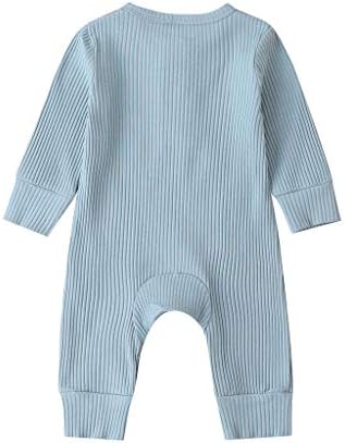 Yuemengxuan Yenidoğan Erkek Bebek Kız Romper Tulum Bodysuit Tek Parça Katı Temel Düz Nervürlü Playsuit Giysileri Kıyafetler